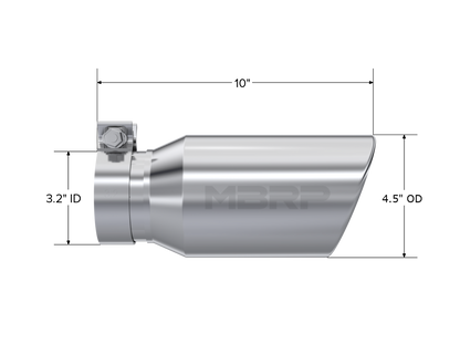 MBRP 4.5in. OD. 3.2in. inlet. 10in. in length. T304. T5196