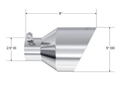 MBRP 2.5in ID, 5in OD, 8in Length, Angled. T5203