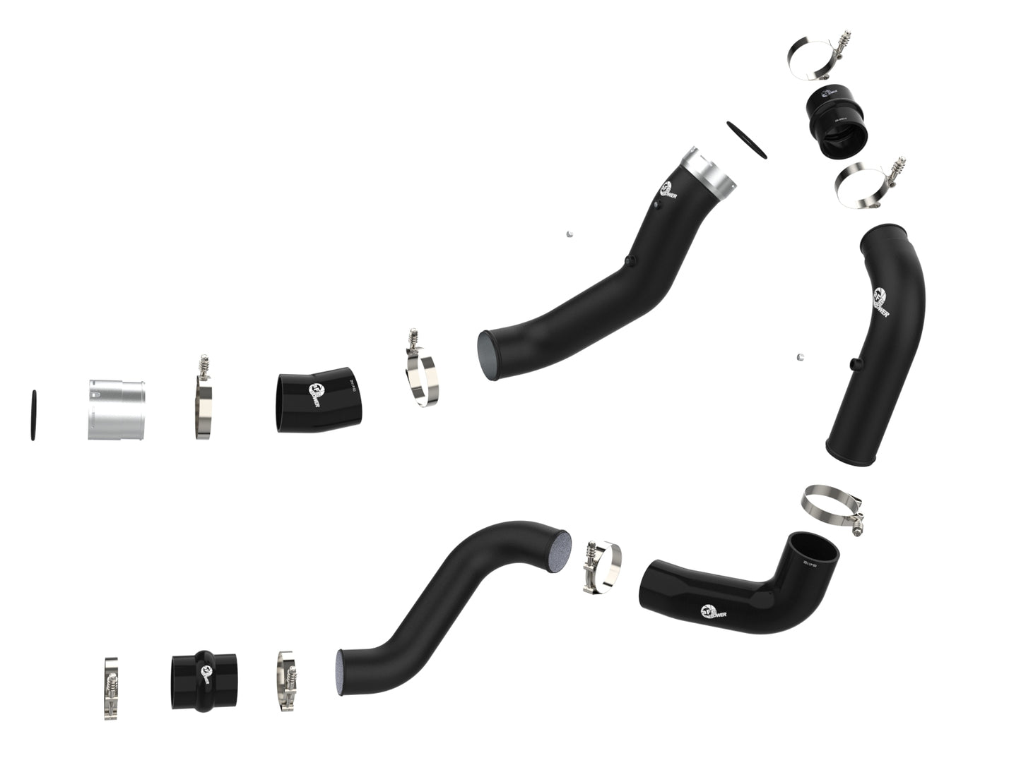 aFe BladeRunner 3 IN Aluminum Hot and Cold Charge Pipe Kit Black - Chevy/GMC 2020-2023 6.6L