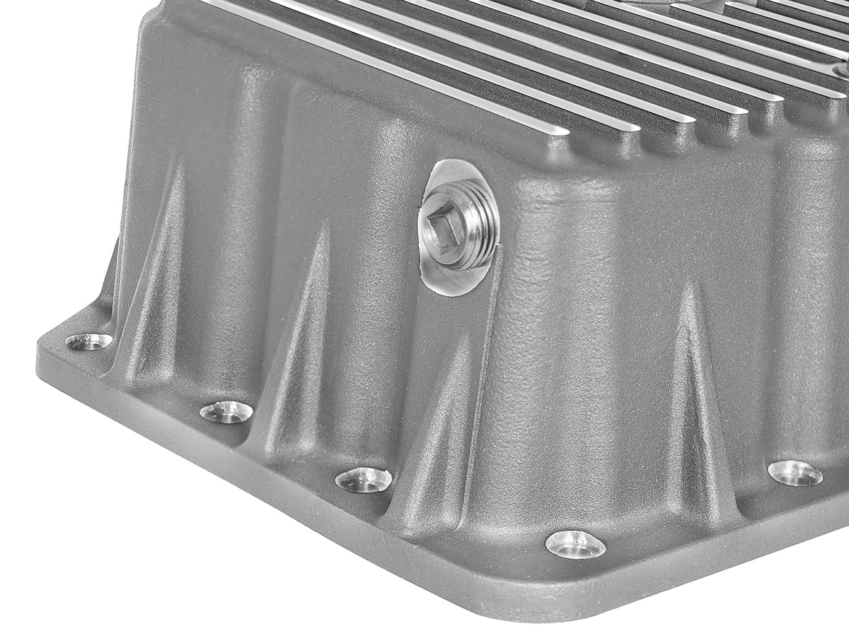 aFe Street Series Engine Oil Pan Raw w/ Machined Fins - Ford 2011-2026 6.7L