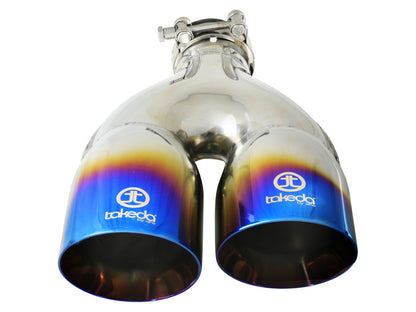aFe Takeda 304 Stainless Steel Clamp-on Exhaust Tip Blue Flame - Right, Edge Type Double