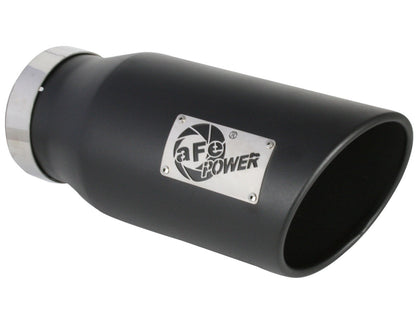aFe Large Bore-HD 5 IN 409 Stainless Steel DPF-Back Exhaust System w/Black Tip - Ram 2019-2026 6.7L - Tip Cut Slant