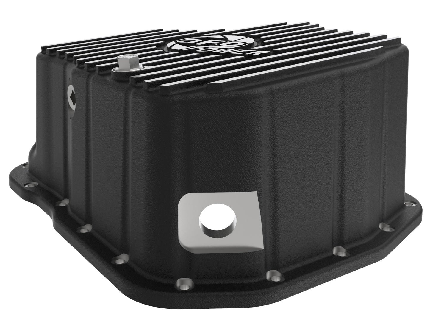 aFe Pro Series Engine Oil Pan Black w/ Machined Fins - Chevy/GMC 2001-2010 6.6L - Capacity 11, Height 5.96 in