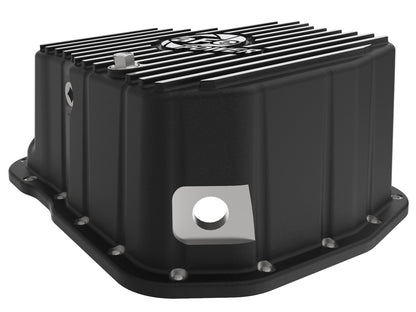 aFe Pro Series Engine Oil Pan Black w/ Machined Fins - Chevy/GMC 2001-2010 6.6L - Capacity 11, Height 5.96 in
