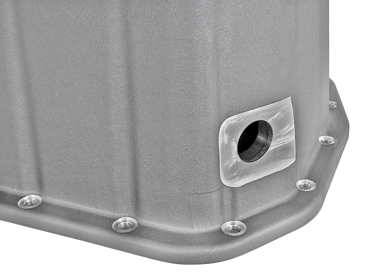 aFe Street Series Engine Oil Pan Raw w/ Machined Fins - Chevy/GMC 2001-2010 6.6L - Capacity 12, Height 6.94 in