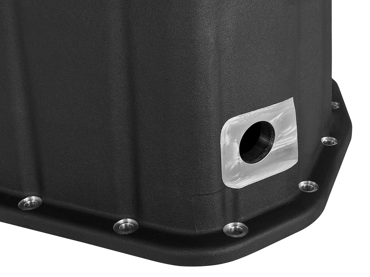 aFe Pro Series Engine Oil Pan Black w/ Machined Fins - Chevy/GMC 2001-2010 6.6L - Capacity 12, Height 6.94 in