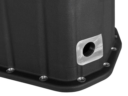 aFe Pro Series Engine Oil Pan Black w/ Machined Fins - Chevy/GMC 2001-2010 6.6L - Capacity 12, Height 6.94 in