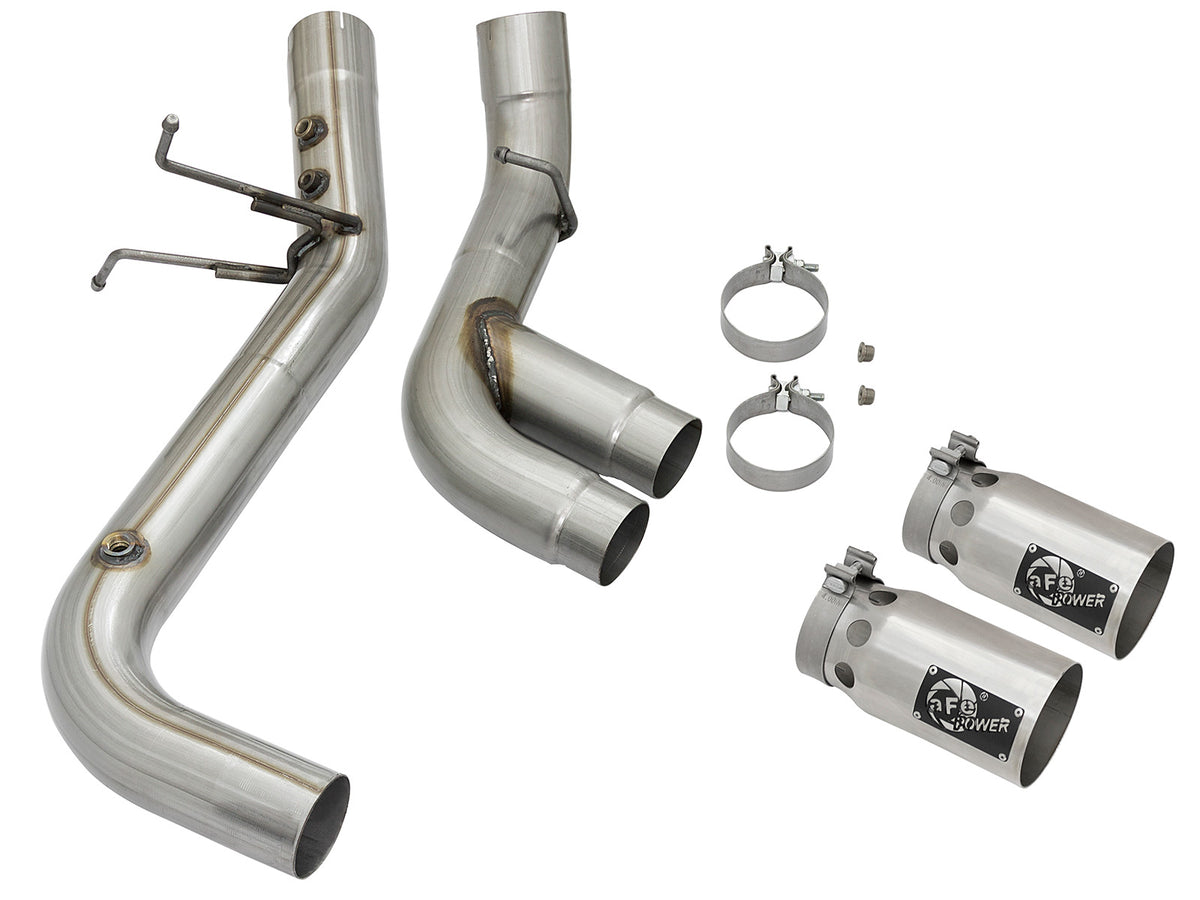 aFe Rebel XD Series 4 IN 409 Stainless Steel DPF-Back Exhaust w/Dual Polished Tips - Chevy/GMC 2017-2019 6.6L