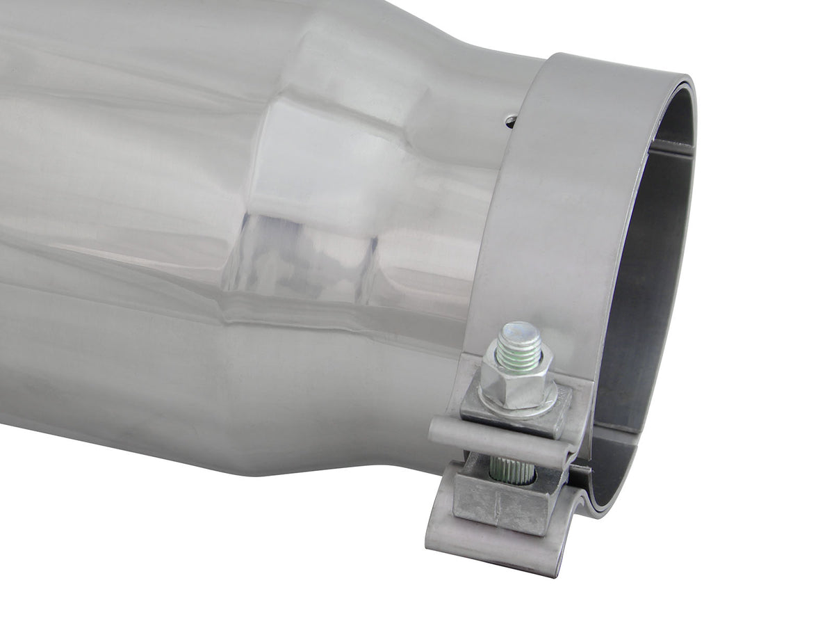aFe MACH Force-Xp 409 Stainless Steel Clamp-on Exhaust Tip Polished - Right, Inlet Inside Diameter 4 in
