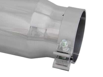 aFe MACH Force-Xp 409 Stainless Steel Clamp-on Exhaust Tip Polished - Right, Inlet Inside Diameter 4 in