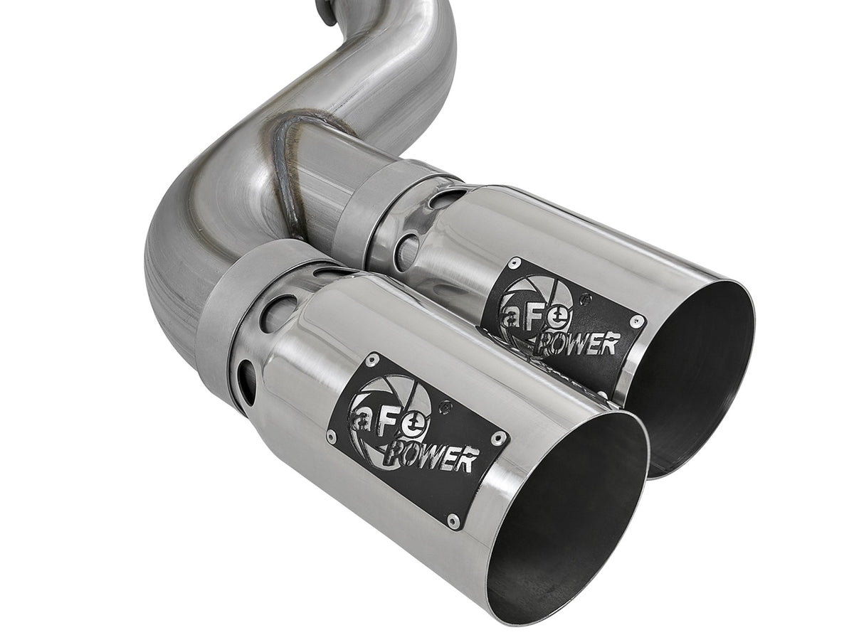 aFe Rebel XD Series 4 IN 409 Stainless Steel DPF-Back Exhaust w/Dual Polished Tips - Ford 2015-2016 6.7L