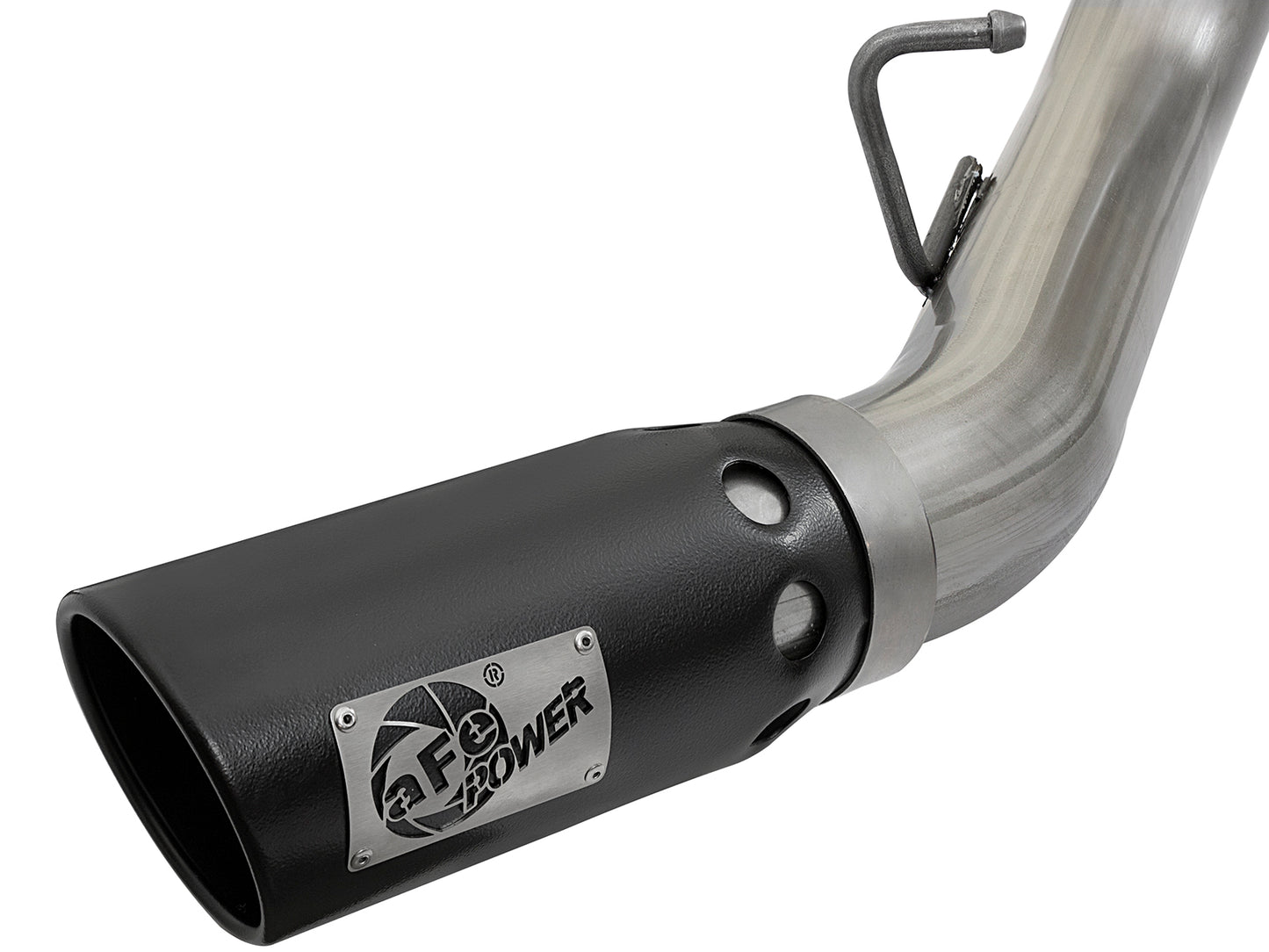 aFe Large Bore-HD 4 IN 409 Stainless Steel DPF-Back Exhaust System w/Dual Black Ti