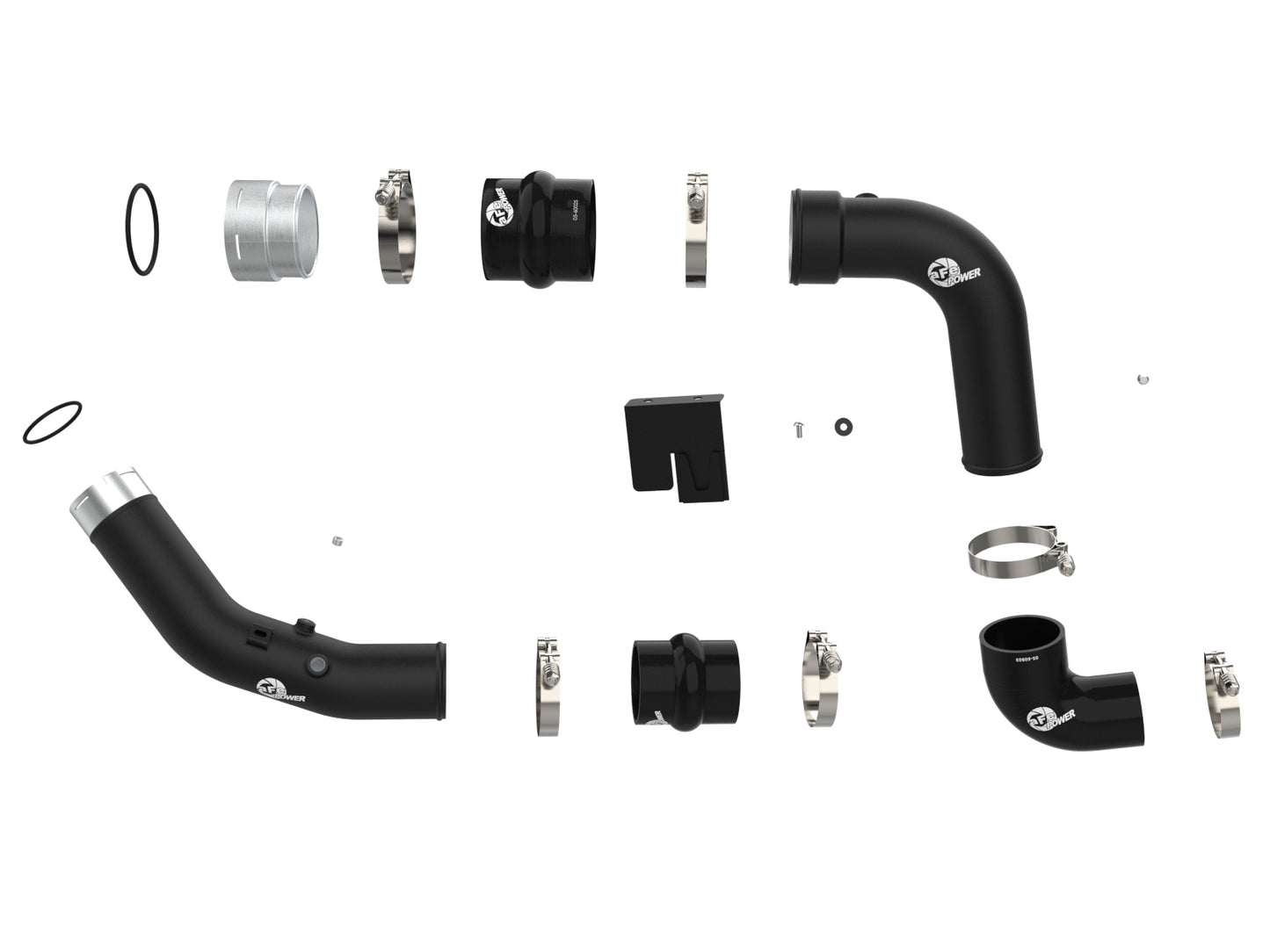 aFe BladeRunner Aluminum Hot and Cold Charge Pipe Kit Black - Ford 2023-2026 6.7L - 46-20684-B