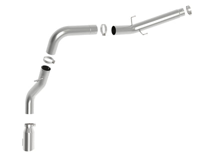 aFe Large Bore-HD 5 IN 409 Stainless Steel DPF-Back Exhaust System w/Polished Tip - Ram 2019-2026 6.7L - Tip Cut Slant