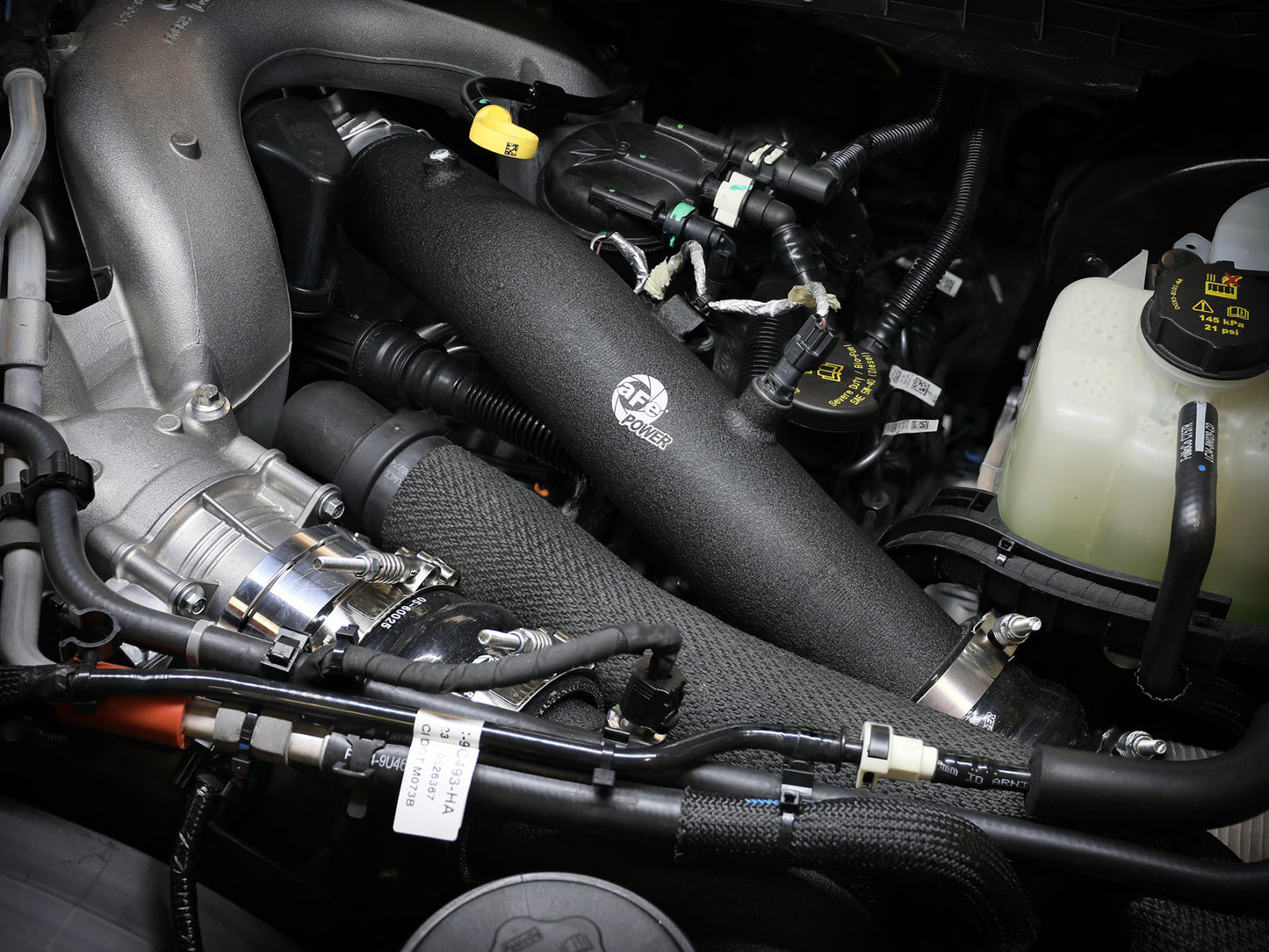 aFe BladeRunner 3 IN Aluminum Hot Charge Pipe Black - Ford 2023-2026 6.7L