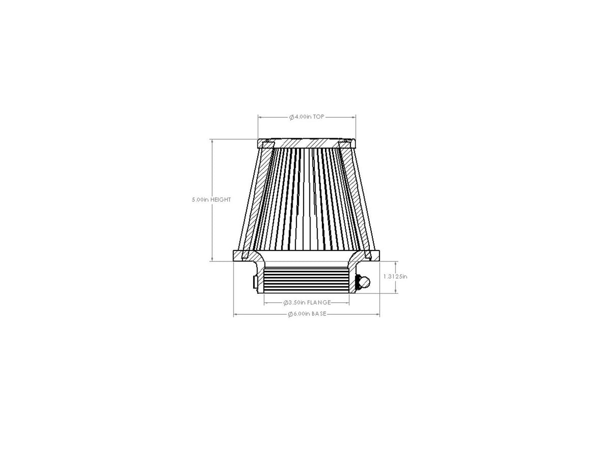 aFe Universal Clamp-On Air Filter w/ D2 Dura-Dry Media - 21-35005V