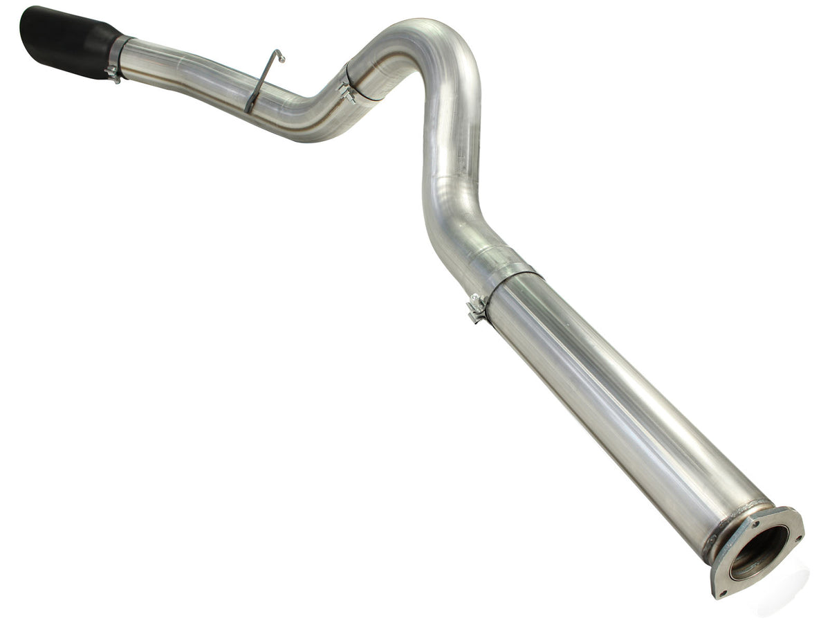 aFe Large Bore-HD 5 IN 409 Stainless Steel DPF-Back Exhaust System w/Black Tip - Ford 2011-2014 6.7L