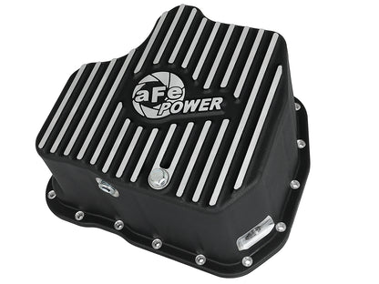 aFe Pro Series Engine Oil Pan Black w/ Machined Fins - Chevy/GMC 2001-2010 6.6L - Capacity 12, Height 6.94 in