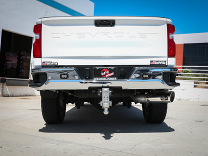 aFe Large Bore-HD 5 IN 409 Stainless Steel DPF-Back Exhaust System w/Polished Tip - Chevy/GMC 2020-2023 6.6L