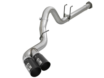 aFe Rebel XD Series 4 IN 409 Stainless Steel DPF-Back Exhaust w/Dual Black Tips - Ford 2011-2014 6.7L