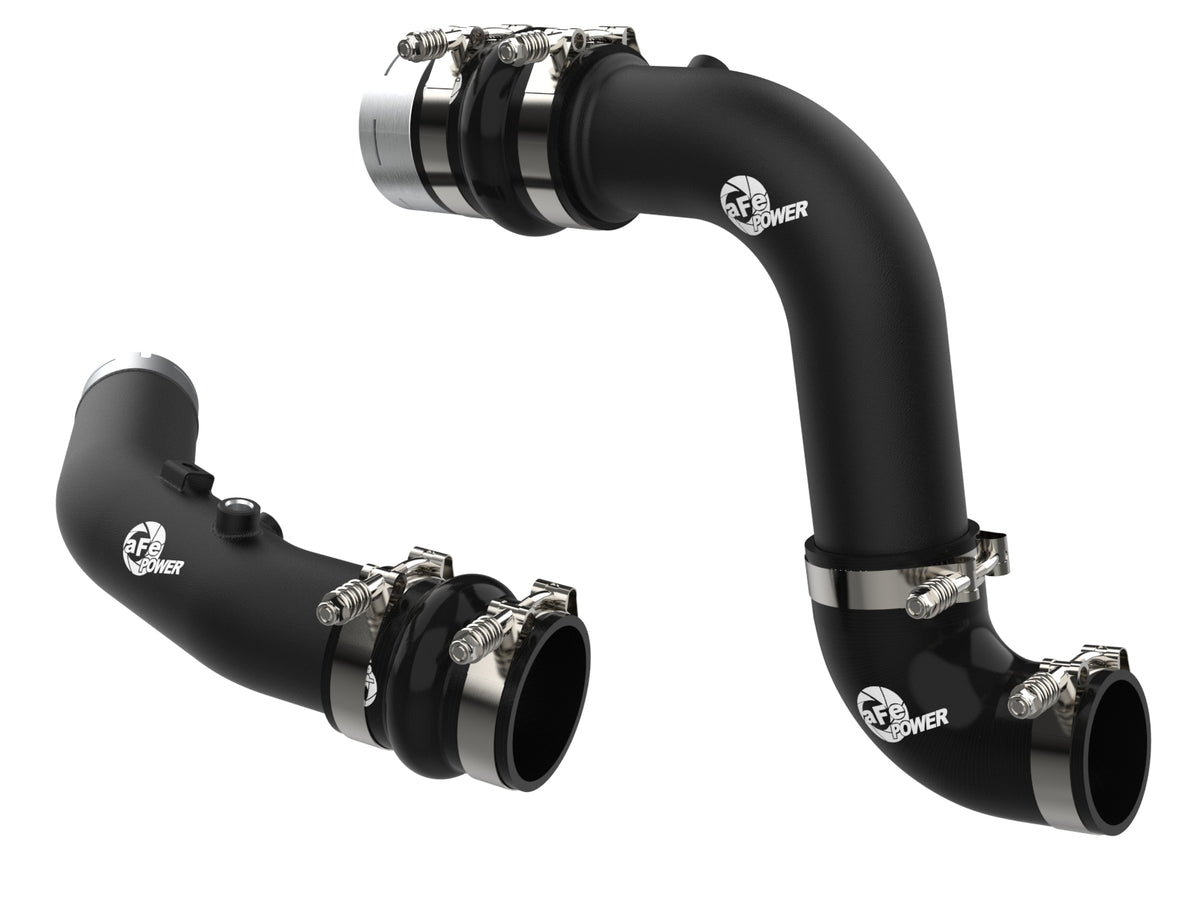 aFe BladeRunner Aluminum Hot and Cold Charge Pipe Kit Black - Ford 2023-2026 6.7L - 46-20684-B