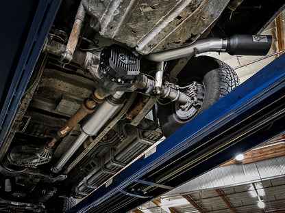 aFe Large Bore-HD 4 IN 409 Stainless Steel Turbo-Back Exhaust System w/ Black Tip