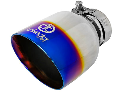 aFe Takeda 304 Stainless Steel Clamp-on Exhaust Tip Blue Flame - Rear, Edge Type Non-rolled