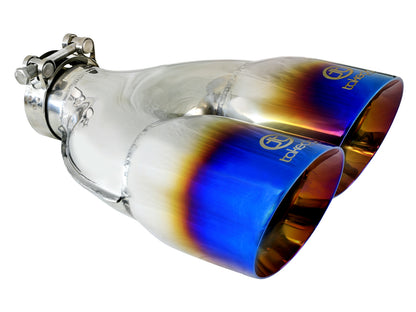 aFe Takeda 304 Stainless Steel Clamp-on Exhaust Tip Blue Flame - Right, Edge Type Double