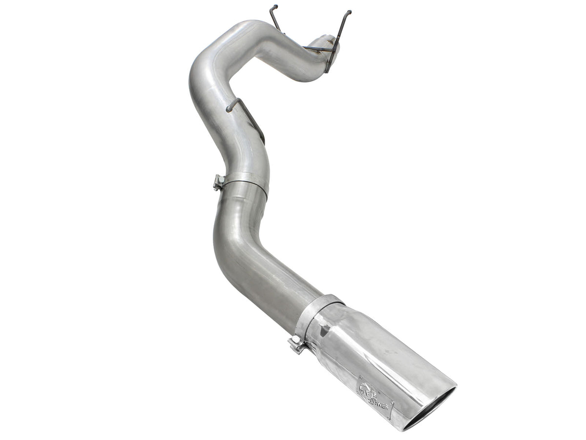 aFe Large Bore-HD 5 IN 409 Stainless Steel DPF-Back Exhaust System w/Polished Tip - Ram 2013-2018 6.7L - 49-42039-P