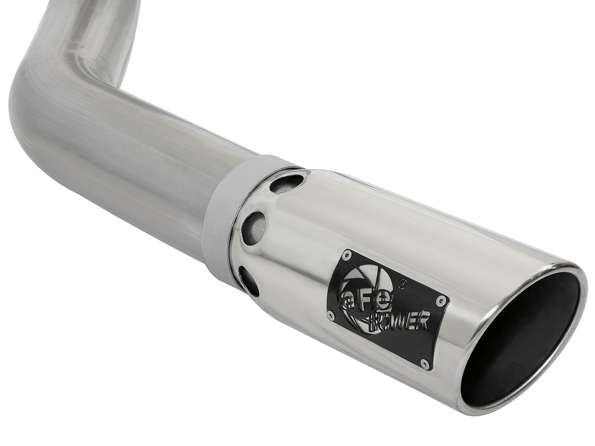 aFe Large Bore-HD 4 IN 409 Stainless Steel DPF-Back Exhaust System w/ Polished Tip - Dodge/Ram 2007-2012 6.7L