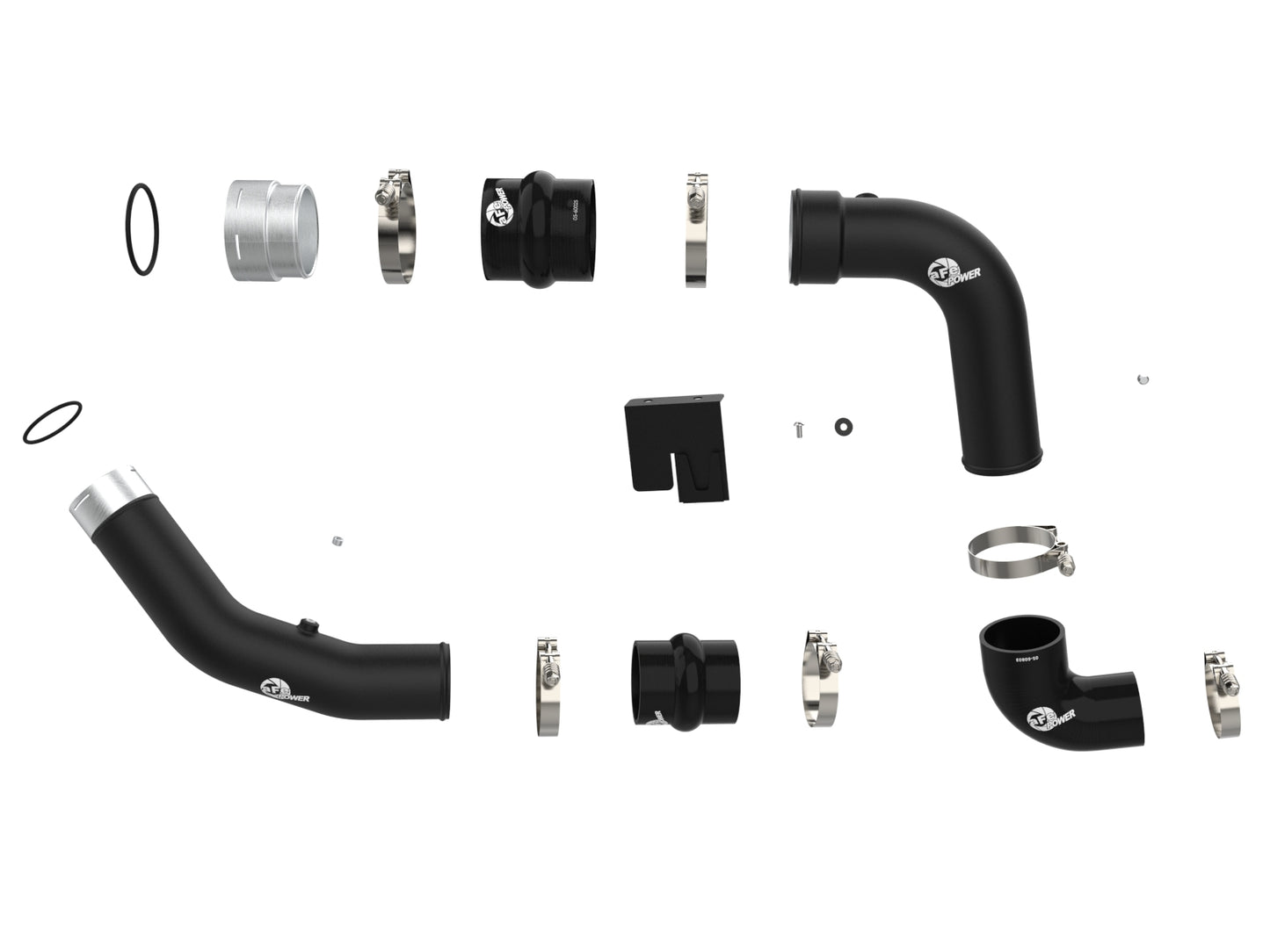 aFe BladeRunner Aluminum Hot and Cold Charge Pipe Kit Black - Ford 2023-2026 6.7L - 46-20734-B