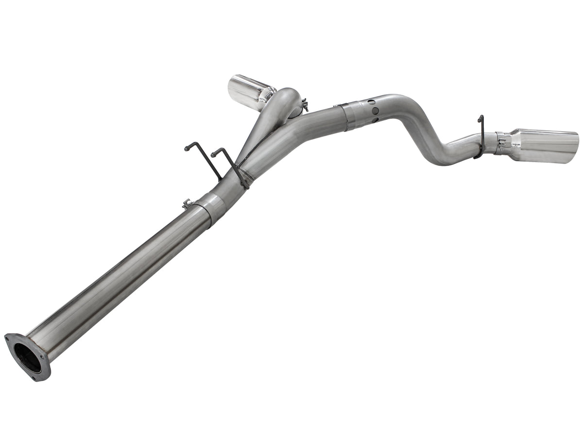 aFe Large Bore-HD 4 IN 409 Stainless Steel DPF-Back Exhaust System w/Polished Tip - Ford 2011-2014 6.7L
