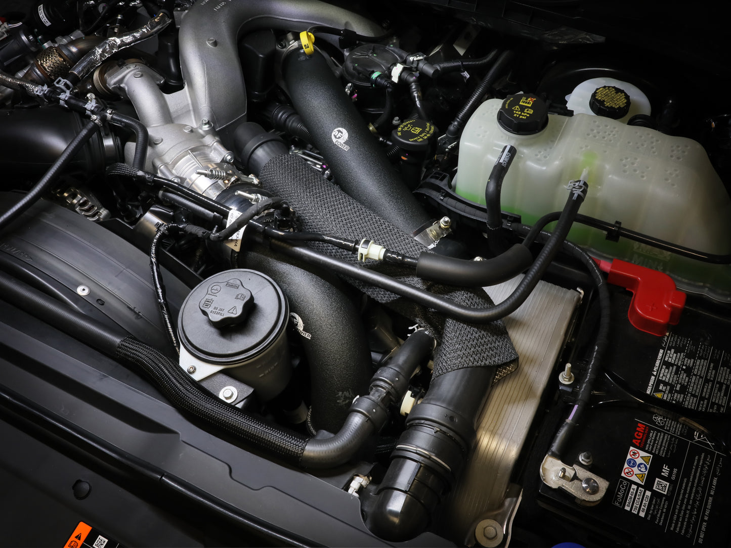 aFe BladeRunner Aluminum Hot and Cold Charge Pipe Kit Black - Ford 2023-2026 6.7L - 46-20734-B