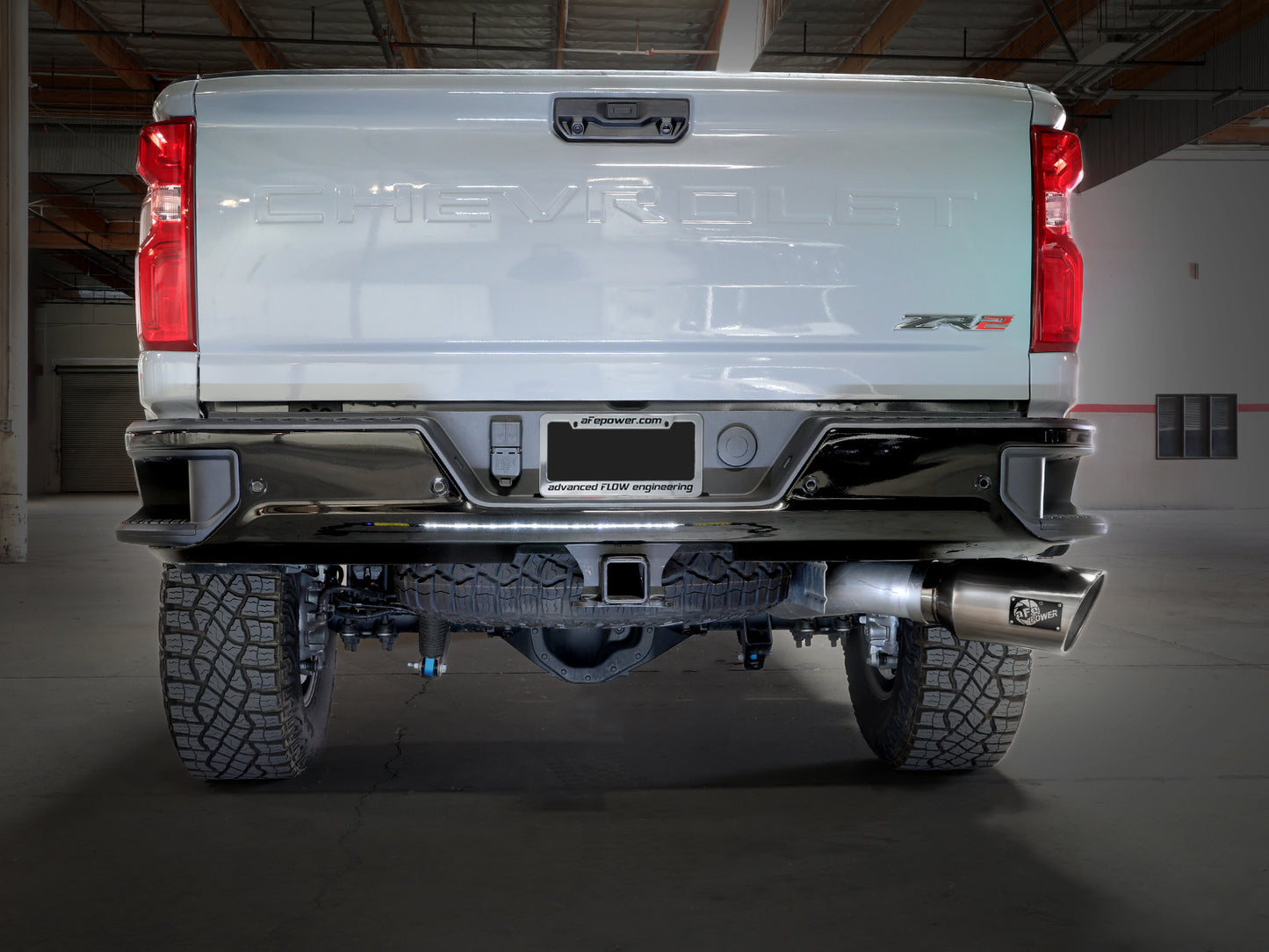 aFe Large Bore-HD 5 IN 409 Stainless Steel DPF-Back Exhaust System w/Polished Tip - Chevy/GMC 2024-2026 6.6L