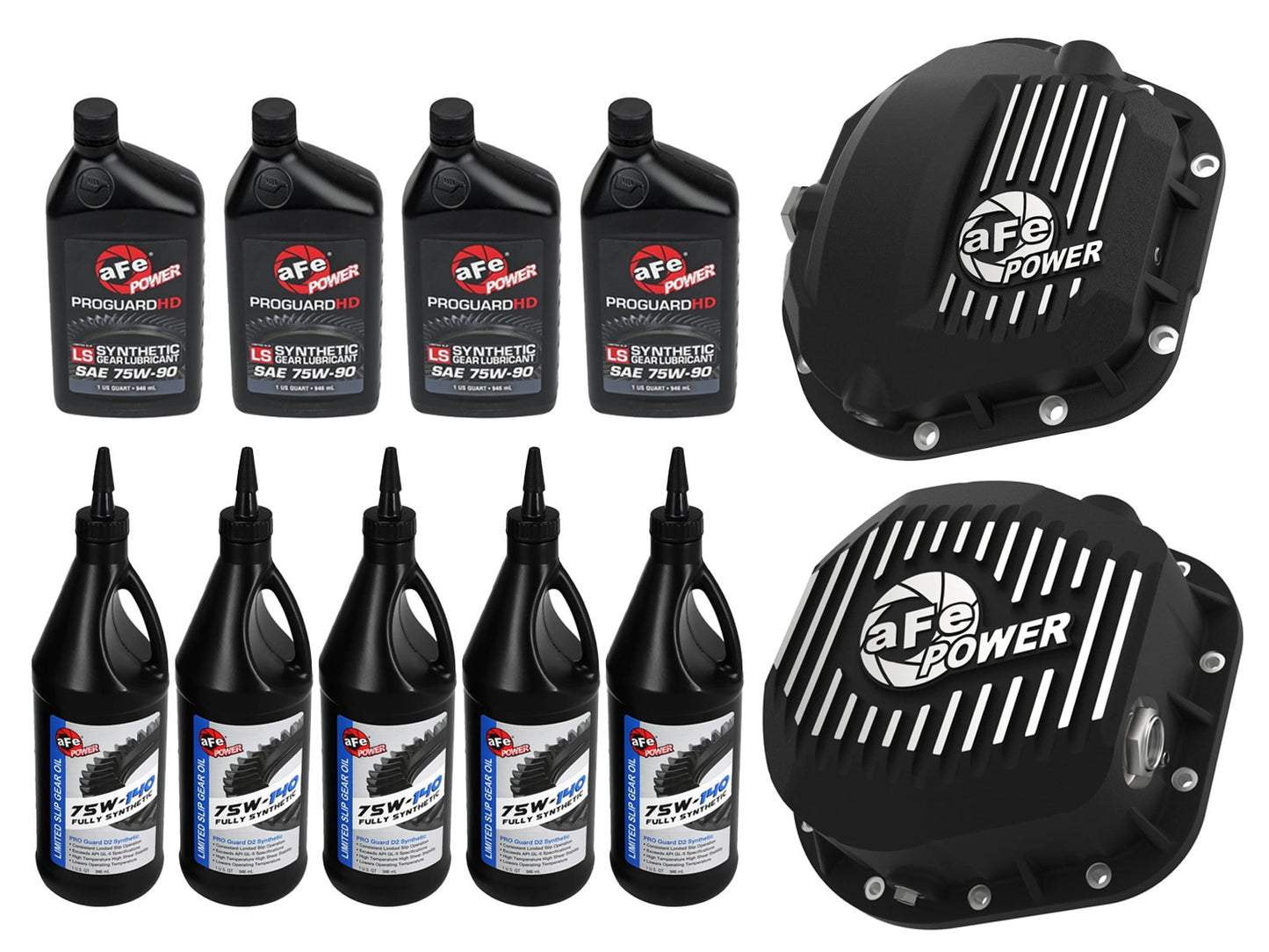 aFe Front & Rear Differential Cover Package w/ Oil - Ford 1999-2016