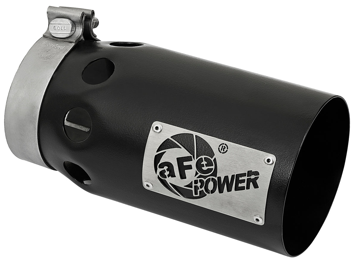 aFe Rebel XD Series 409 Stainless Steel Clamp-on Exhaust Tip Black Right Side Exit