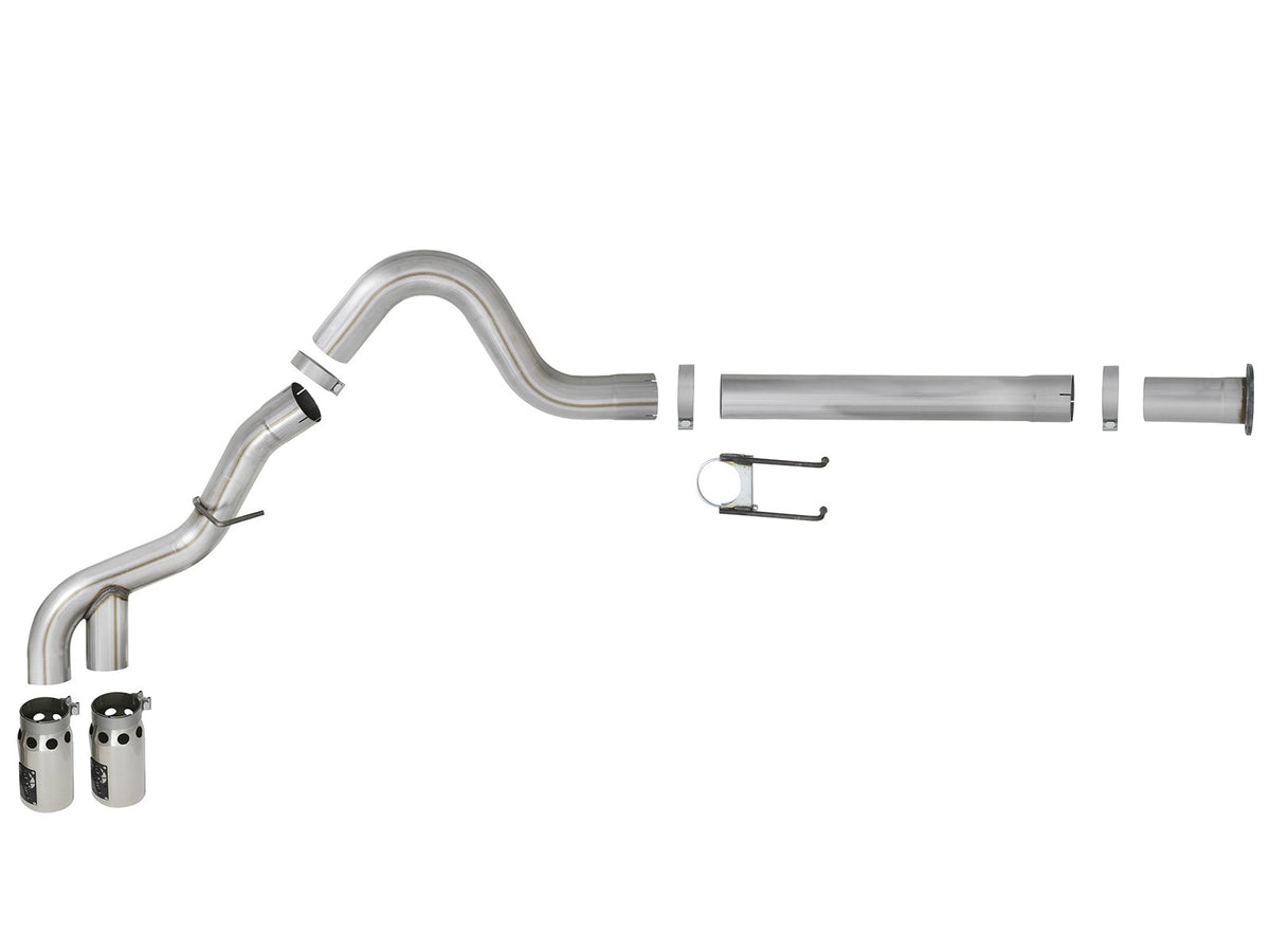 aFe Rebel XD Series 4 IN 409 Stainless Steel DPF-Back Exhaust w/Dual Polished Tips - Ford 2011-2014 6.7L