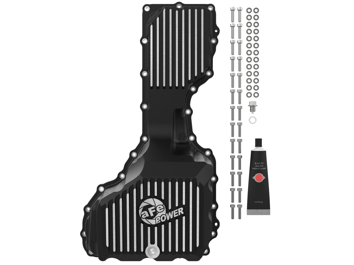 aFe Pro Series Engine Oil Pan Black w/ Machined Fins - Chevy/GMC 2020-2026 6.6L