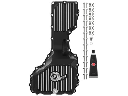 aFe Pro Series Engine Oil Pan Black w/ Machined Fins - Chevy/GMC 2020-2026 6.6L