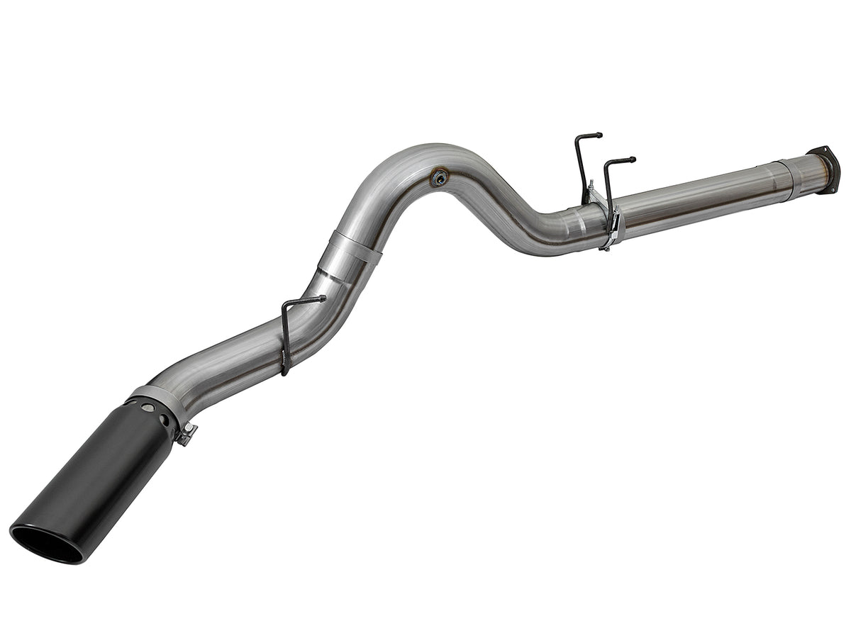 aFe Large Bore-HD 5 IN 409 Stainless Steel DPF-Back Exhaust System w/Black Tip - Ford 2017-2026 6.7L