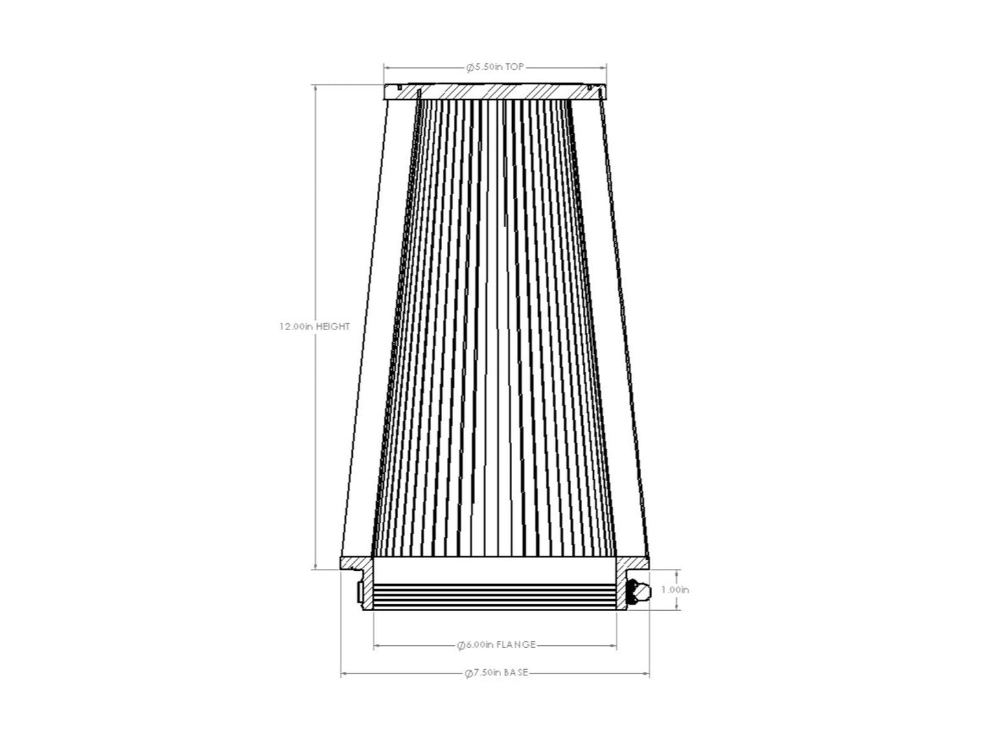 aFe Universal Clamp-On Air Filter w/ D2 Dura-Dry Media - 21-60512V