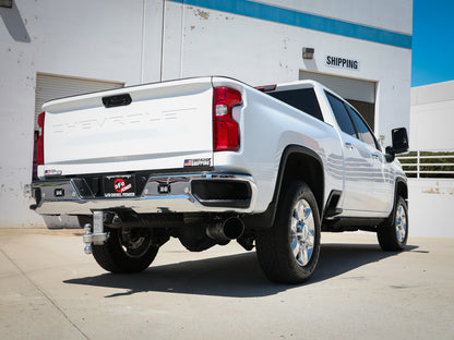 aFe Large Bore-HD 5 IN 409 Stainless Steel DPF-Back Exhaust System w/Black Tip - Chevy/GMC 2020-2023 6.6L