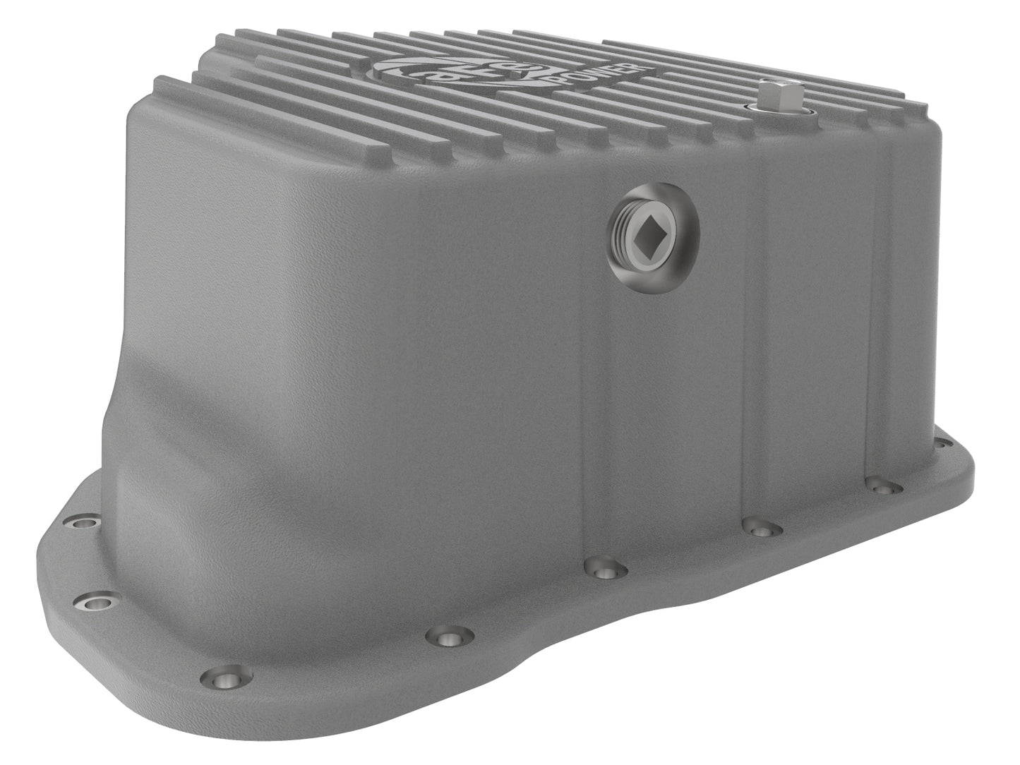 aFe Street Series Engine Oil Pan Raw w/ Machined Fins - Chevy/GMC 2011-2016 6.6L - Capacity 11, Height 5.96 in