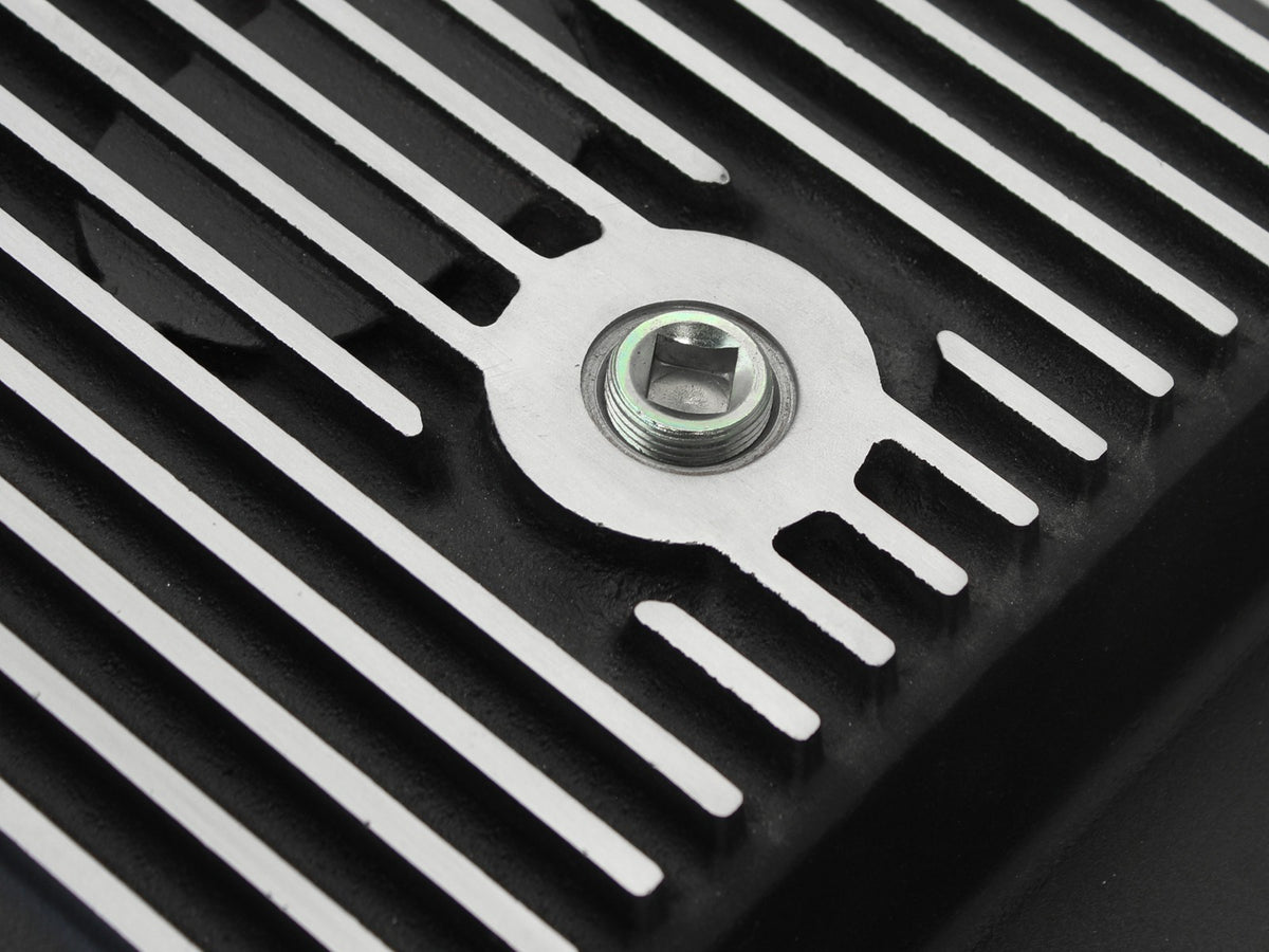 aFe Pro Series Transmission Pan Black w/ Machined Fins - Ford 2011-2021 6.2L/6.7L