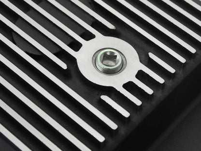 aFe Pro Series Transmission Pan Black w/ Machined Fins - Ford 2011-2021 6.2L/6.7L