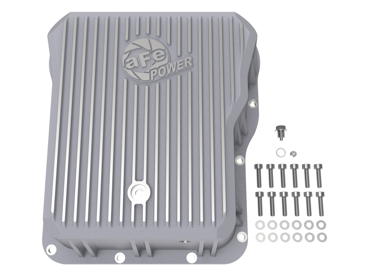 aFe Street Series Transmission Pan Raw w/ Machined Fins - Chevy/GMC 2001-2019 6.6L/8.1L