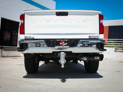 aFe Large Bore-HD 5 IN 409 Stainless Steel DPF-Back Exhaust System w/Black Tip - Chevy/GMC 2020-2023 6.6L