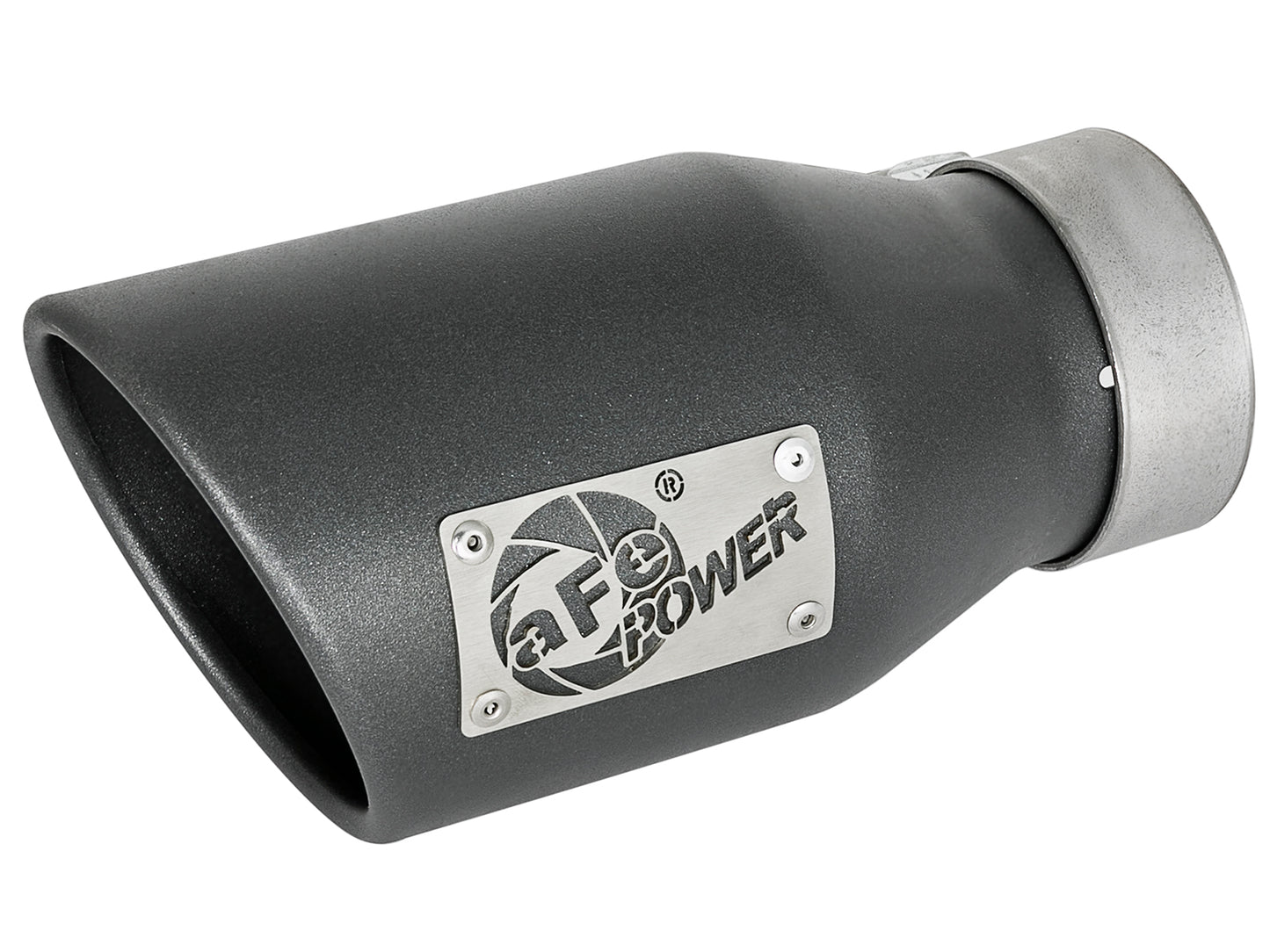 aFe MACH Force-Xp 409 Stainless Steel Clamp-on Exhaust Tip High-Temp Metallic Blac - Left