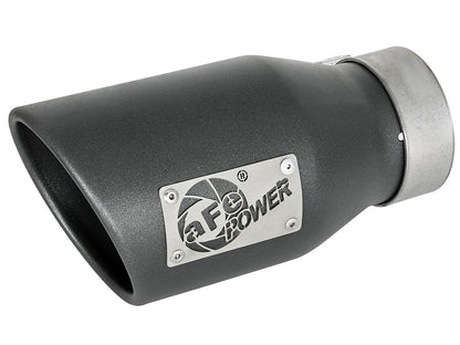 aFe MACH Force-Xp 409 Stainless Steel Clamp-on Exhaust Tip High-Temp Metallic Blac - Left