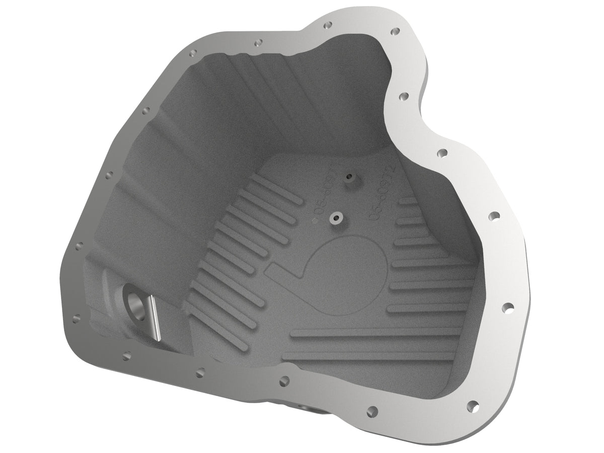 aFe Street Series Engine Oil Pan Raw w/ Machined Fins - Chevy/GMC 2001-2010 6.6L - Capacity 11, Height 5.96 in